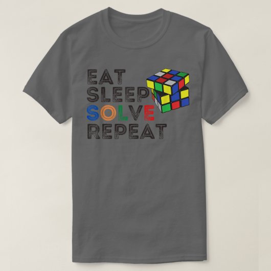 スリープ食べソルブ反復レトロ高速処理キュビングPu Tシャツ (デザイン正面)