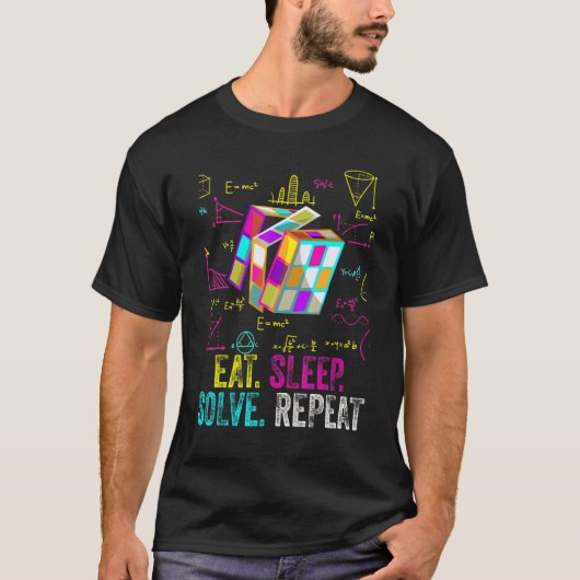 スリープ食べソルブMath Speed Cubing Genie Cub Tシャツ (正面)