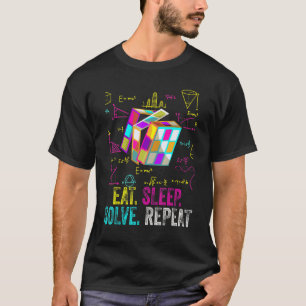 スリープ食べソルブMath Speed Cubing Genie Cub Tシャツ