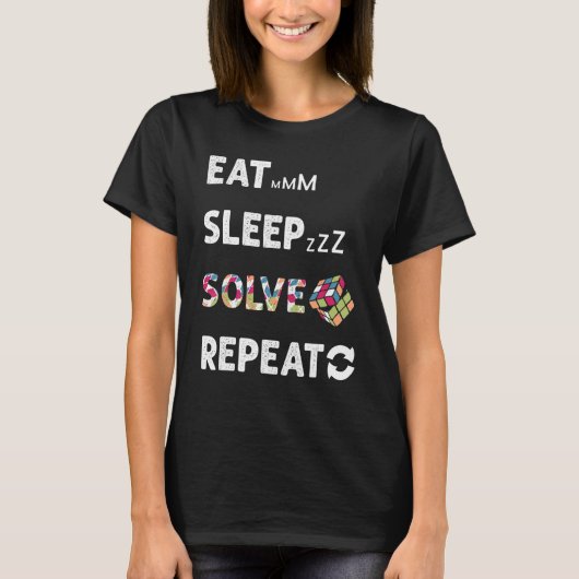 スリープ食べソルブMath Speed Cubing Genie Cub Tシャツ (正面)