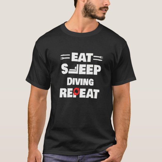 スリープ食べダイビング繰り返しダイバー Tシャツ (正面)