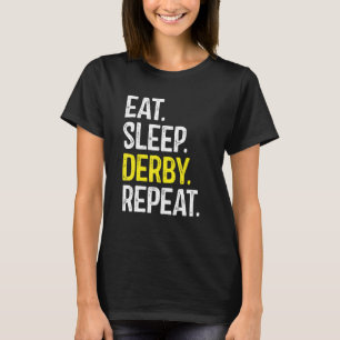 スリープ食べダービーリピーター用ローラダービーローラスケートで滑る Tシャツ