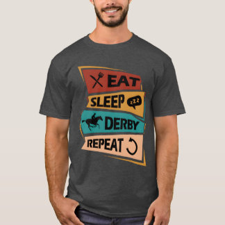 スリープ食べダービーリピート競馬ジョッキーギフト Tシャツ