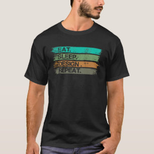 スリープ食べデザインリピートグラフィックデザイナーギフトアーク Tシャツ