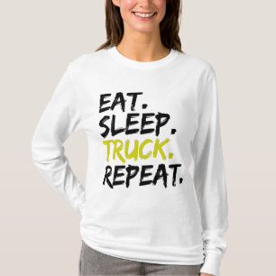 スリープ食べトラックリピーターのトラック運転手 Tシャツ