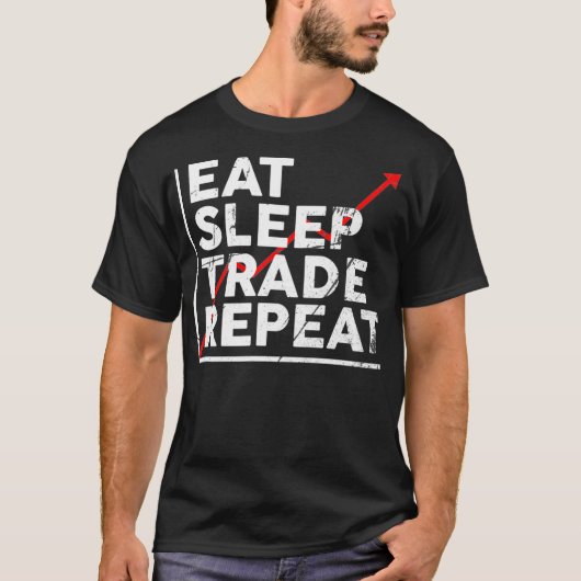 スリープ食べトレードリピート株取引Bitcoin Tシャツ (正面)