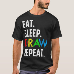 スリープ食べドローリピートおもしろいスケッチ恋人ドローartis tシャツ