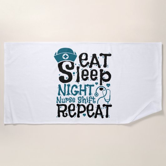 スリープ食べナイトナースの繰り返し ビーチタオル (正面)
