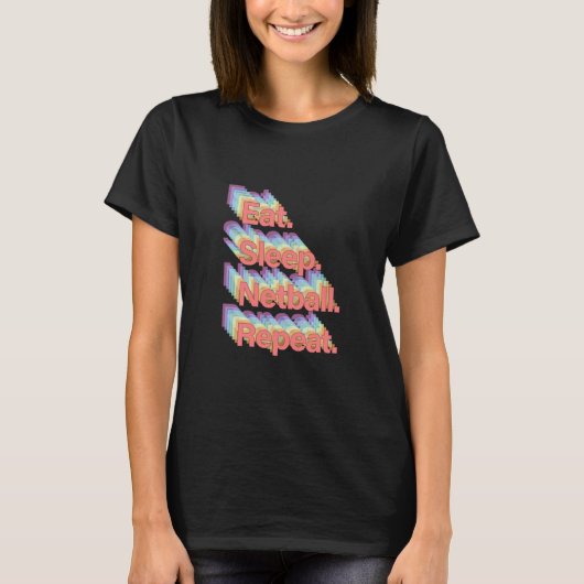 スリープ食べネットボール繰り返し Tシャツ (正面)