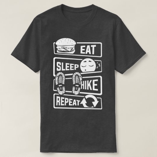 スリープ食べハイキングリピート自然マウンテンスポーツ Tシャツ (デザイン正面)