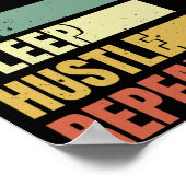 スリープ食べハッスルリピートやる気を起こさせる引用文 ポスター (角)