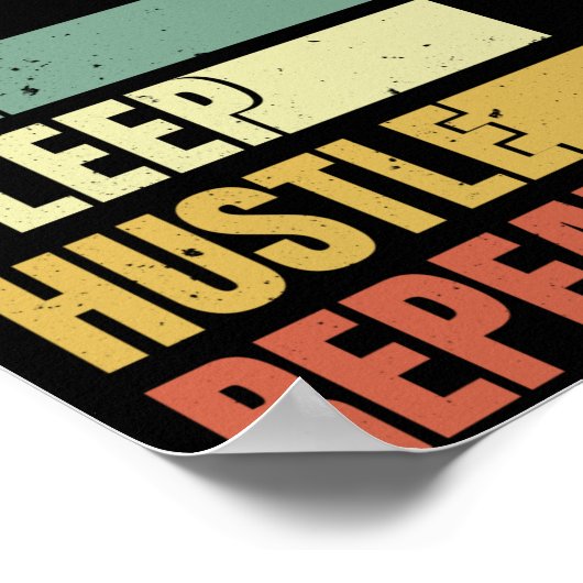 スリープ食べハッスルリピートやる気を起こさせる引用文 ポスター (角)