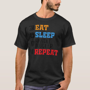 スリープ食べハンドル幼児デイケア先生グラフィック Tシャツ