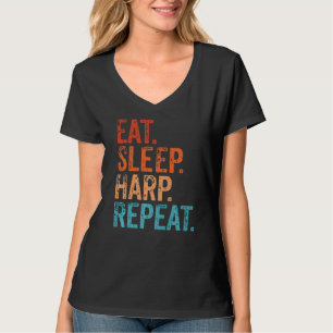 スリープ食べハープのリピートハーピストハーププレーヤーミュージカル Tシャツ
