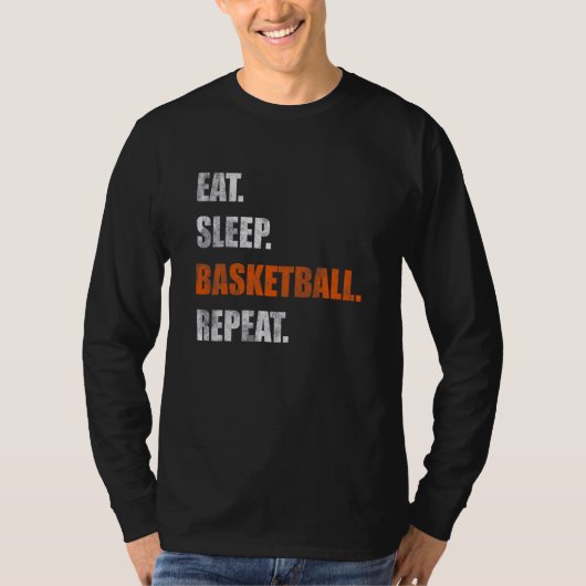 スリープ食べバスケットボールの繰り返し Tシャツ (正面)