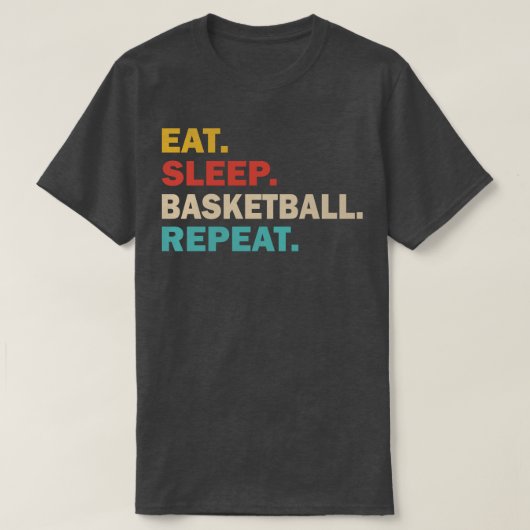 スリープ食べバスケットボールの繰り返し Tシャツ (デザイン正面)