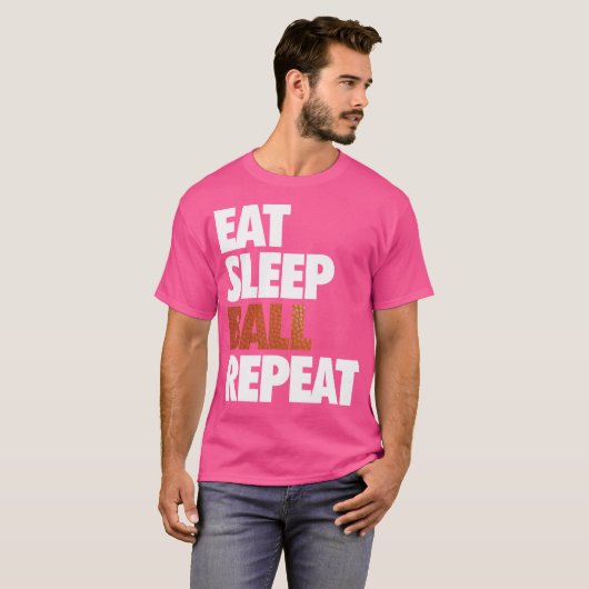 スリープ食べバスケットボールの繰り返し Tシャツ (正面フル)