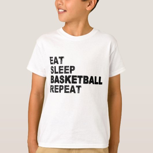 スリープ食べバスケットボールの繰り返し Tシャツ (正面)
