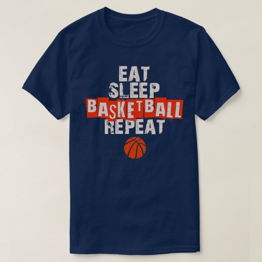 スリープ食べバスケットボールの繰り返し Tシャツ (デザイン正面)