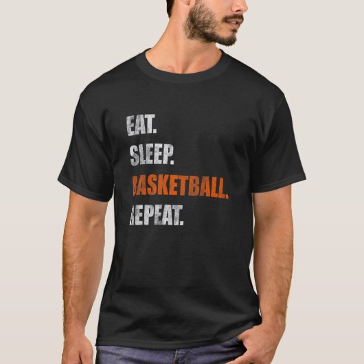 スリープ食べバスケットボールの繰り返し Tシャツ (正面)