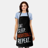 スリープ食べバスケットボールリピートレトロヴィンテージ エプロン (着用した状態)
