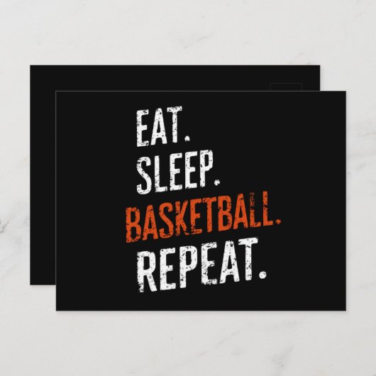 スリープ食べバスケットボールリピートレトロヴィンテージ ポストカード (正面/裏面)
