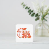 スリープ食べバスケリピート引用文おもしろい スクエア名刺 (スタンド正面)