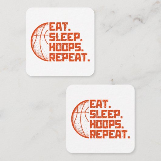 スリープ食べバスケリピート引用文おもしろい スクエア名刺 (正面/裏面)