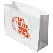 スリープ食べバスケリピート引用文おもしろい ラージペーパーバッグ (裏面アングル)