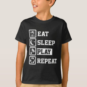 スリープ食べバミントンリピートおもしろいバドミントンプレーヤー Tシャツ