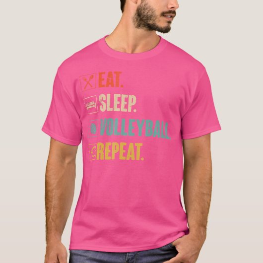 スリープ食べバレーボールのリピーター Tシャツ (正面)