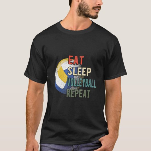 スリープ食べバレーボールリピーター Tシャツ (正面)