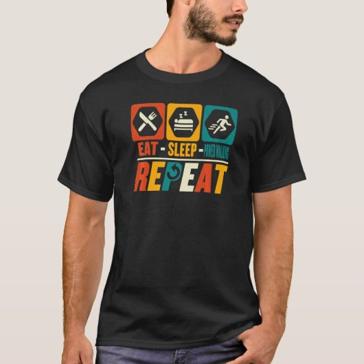 スリープ食べパワー歩くリピート歩く Tシャツ (正面)
