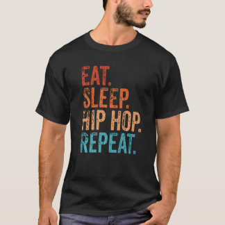 スリープ食べヒップホップリピートおもしろいヴィンテージヒップホップムス Tシャツ