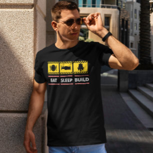 スリープ食べビルドの繰り返し建物 Tシャツ