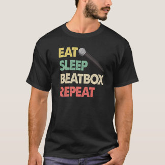 スリープ食べビートボックスの繰り返しカラーテープレコーダー Tシャツ