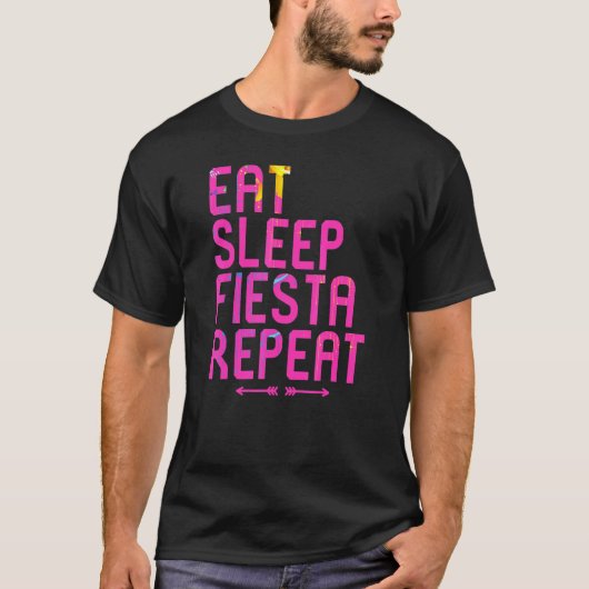 スリープ食べフィエスタリピーターCinco De Mayo Happy Mexica Tシャツ (正面)