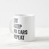 スリープ食べフィックス車のリピート整備士おじいちゃんクール コーヒーマグカップ (正面左)