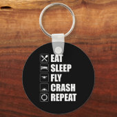 スリープ食べフイクラッシュリピーターおもしろいドローンパイロット キーホルダー (正面)