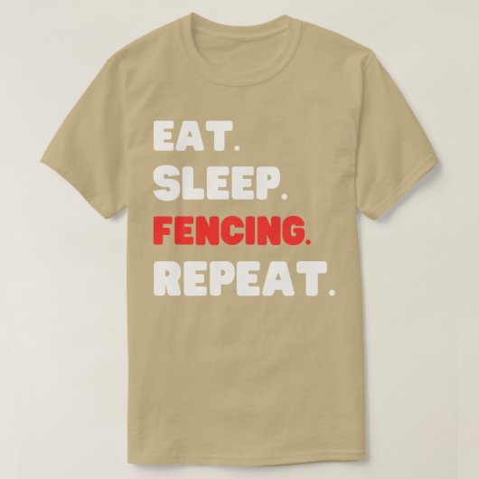 スリープ食べフェンシングの繰り返し Tシャツ (デザイン正面)