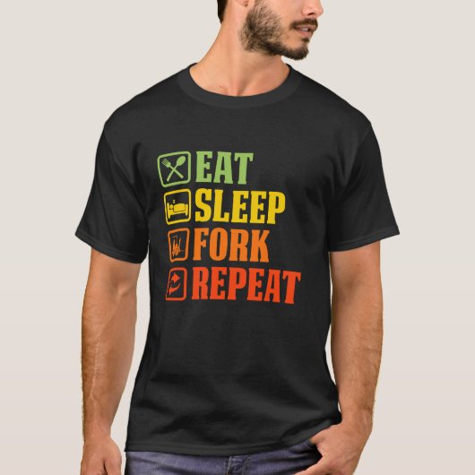 スリープ食べフォークリオおもしろいフト認定DRI Tシャツ (正面)
