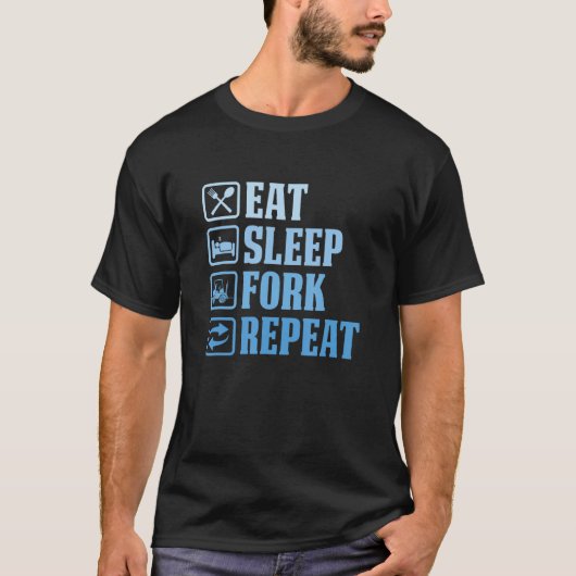 スリープ食べフォークリフトオペレータ Tシャツ (正面)