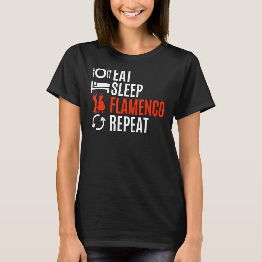 スリープ食べフラメンコリピート Tシャツ (正面)