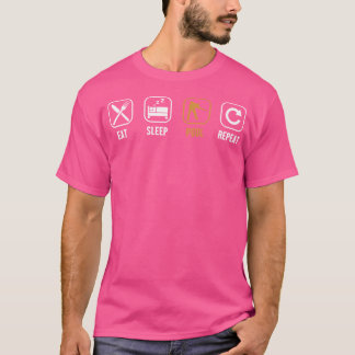 スリープ食べププールのリピーターBalls Pool Snooker Player Bi Tシャツ