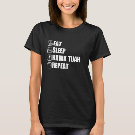 スリープ食べホークチュアリピートデザイン Tシャツ (正面)