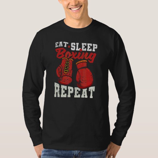 スリープ食べボクシングリピート選手ボクサー Tシャツ (正面)