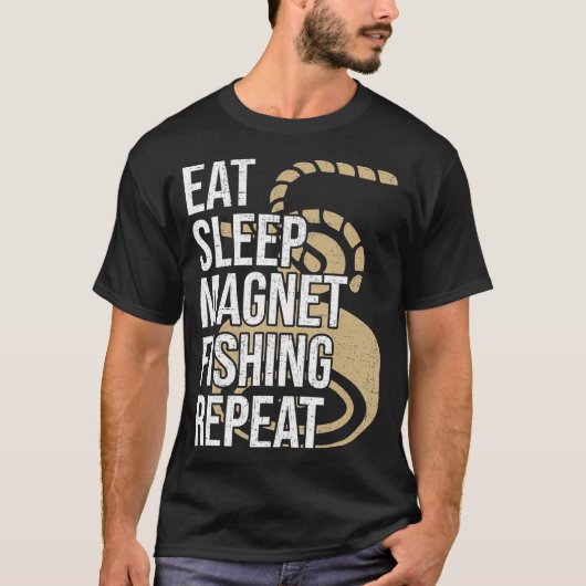 スリープ食べマグネット魚釣り繰り返しマグネット魚釣り Tシャツ (正面)