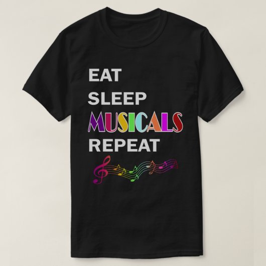 スリープ食べミュージカルリピーター音楽の恋人ギフト Tシャツ (デザイン正面)