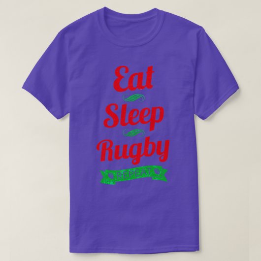 スリープ食べラグビーリピート長袖 Tシャツ (デザイン正面)