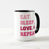 スリープ食べラブリピートバレンタインデーさくらんぼハート マグカップ (正面右)